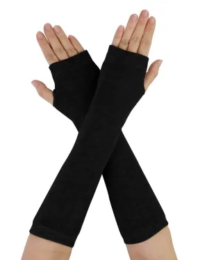 Allegra K Unisex Classic Fashion Stretch Fingerless Arm Warmmer Oversleeve One Size Black