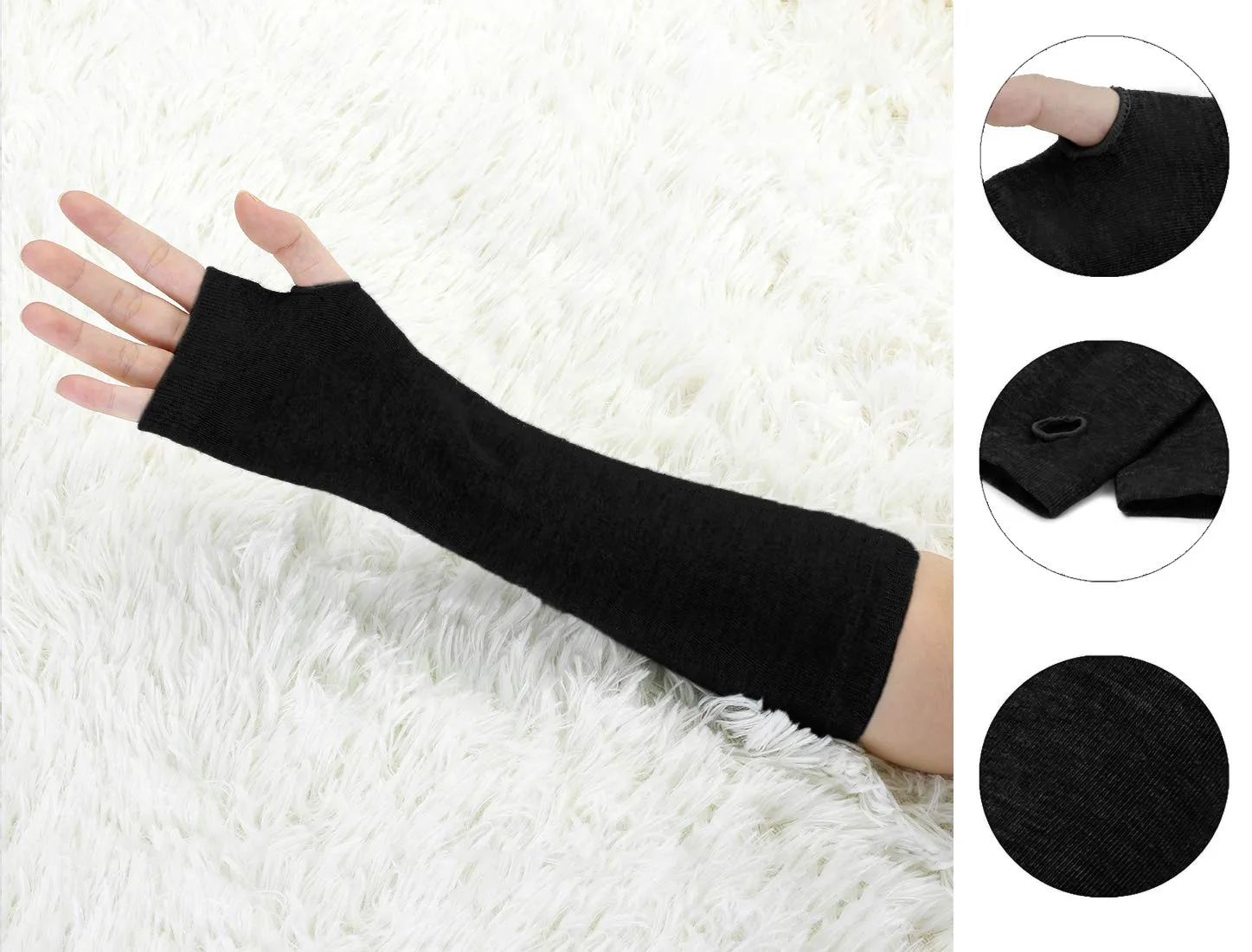Allegra K Unisex Classic Fashion Stretch Fingerless Arm Warmmer Oversleeve One Size Black