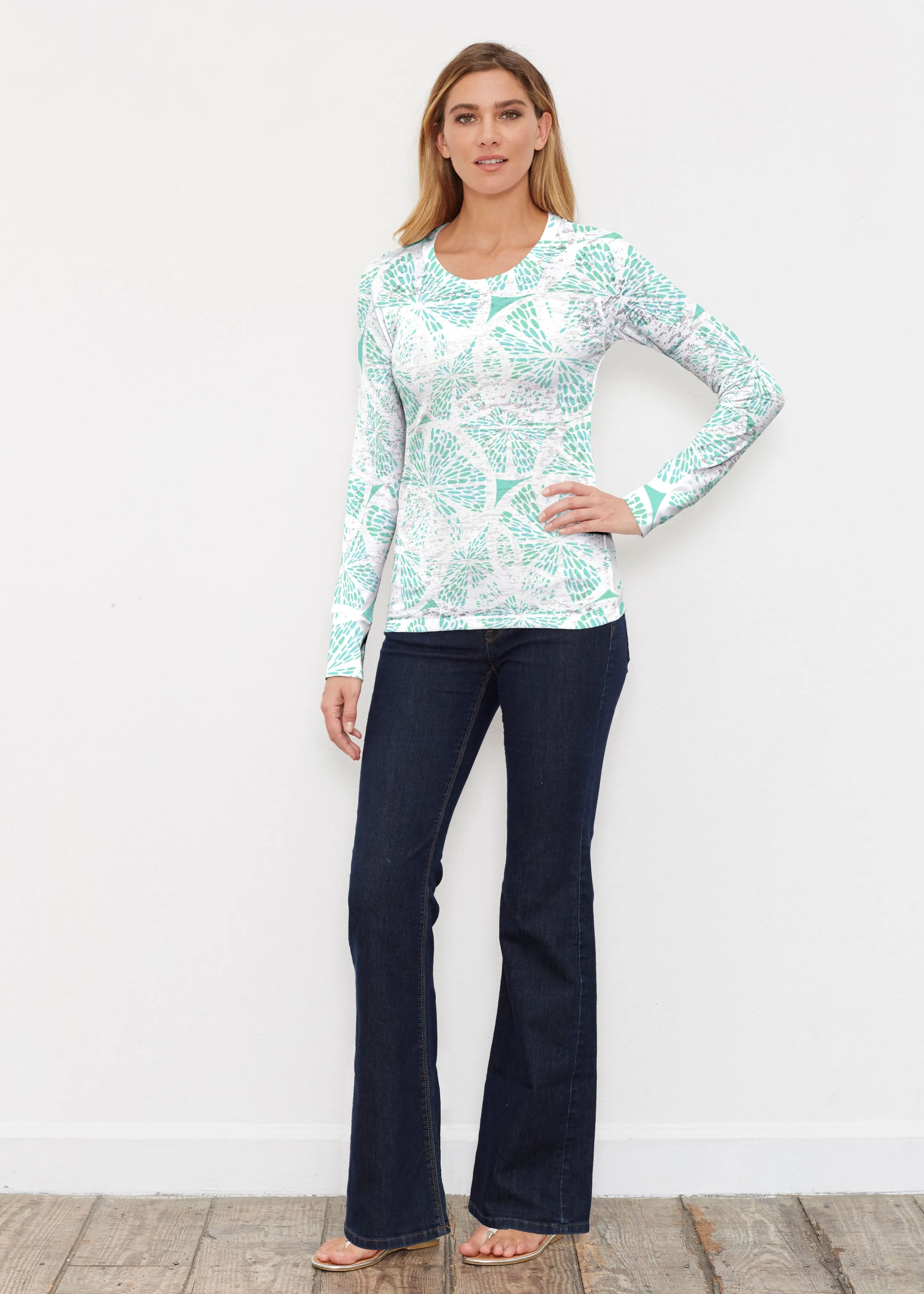Aqua Citrus (7855) ~ Thermal Long Sleeve Crew Shirt