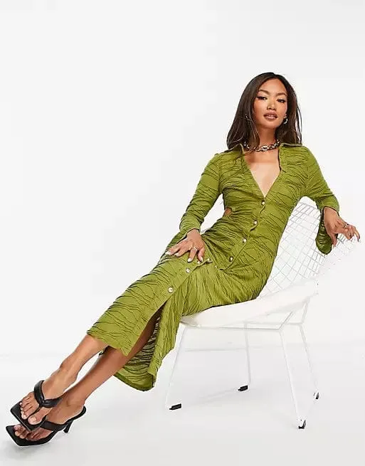 ASOS - Cut Out Shirt Bodycon Midaxi Dress