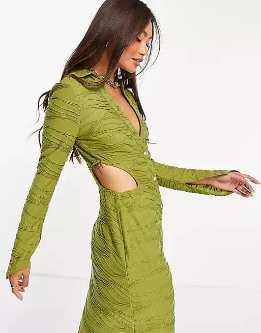 ASOS - Cut Out Shirt Bodycon Midaxi Dress