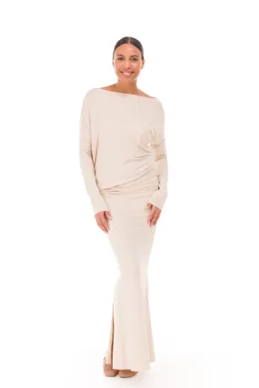 BAMBOO SIDE SLIT SKIRT ECRU