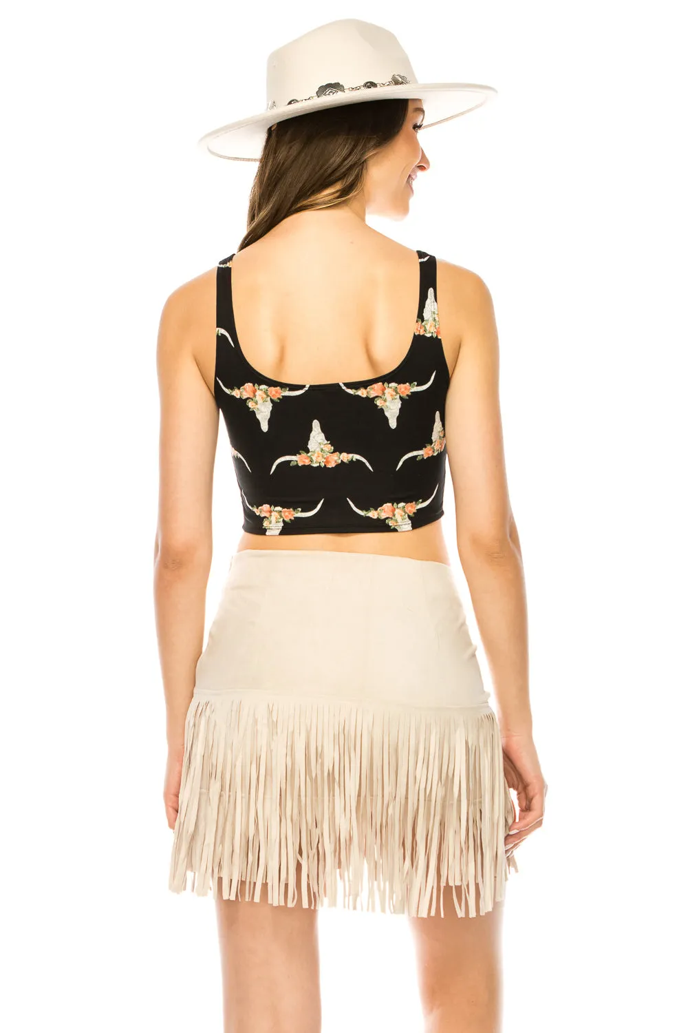 BLACK LONGHORN CROP TOP
