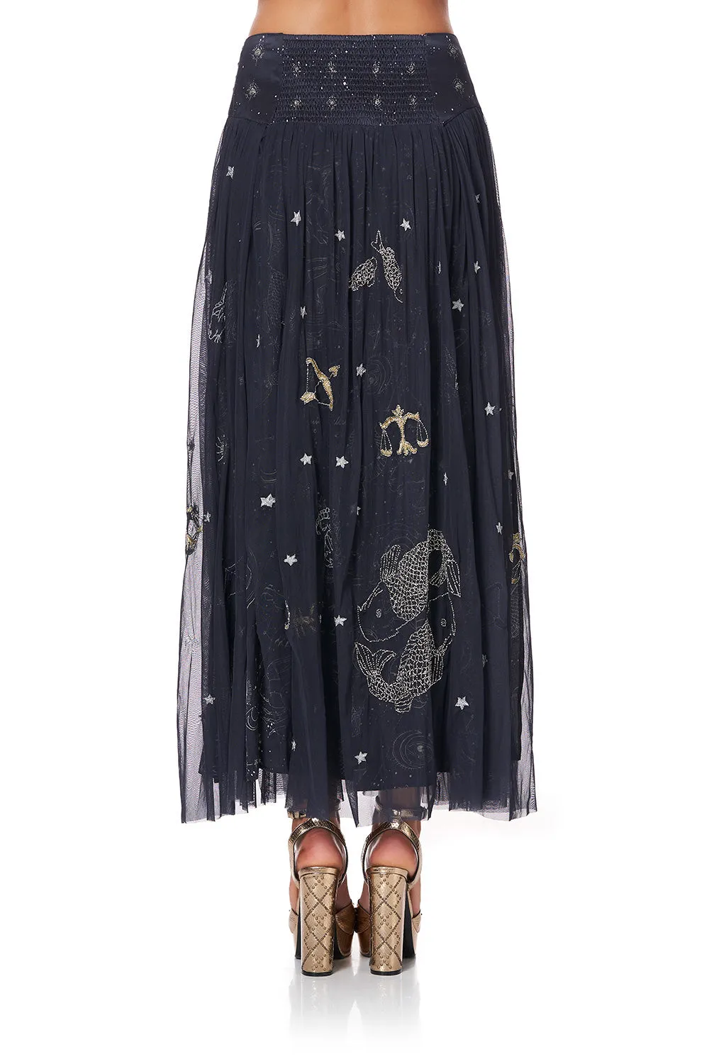 DOUBLE LAYER MAXI SKIRT WITH SHAPED YOKE ITS A SIGN