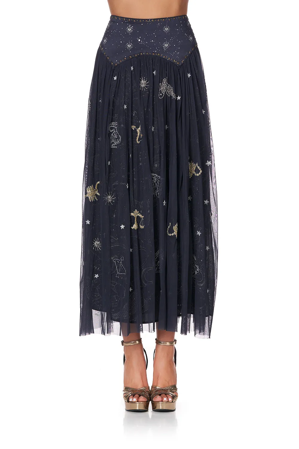 DOUBLE LAYER MAXI SKIRT WITH SHAPED YOKE ITS A SIGN