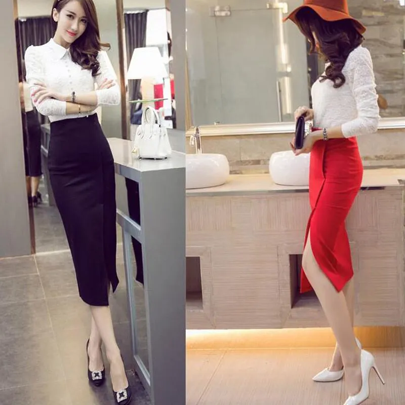 High Waist Pencil Skirt Women Fashion  Midi Skirt