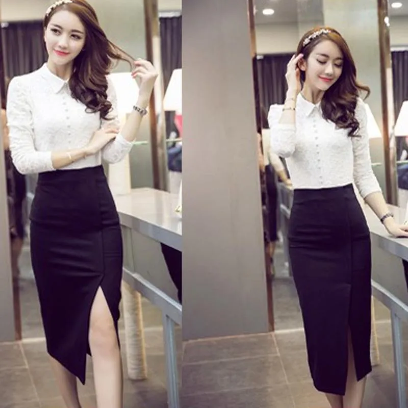 High Waist Pencil Skirt Women Fashion  Midi Skirt