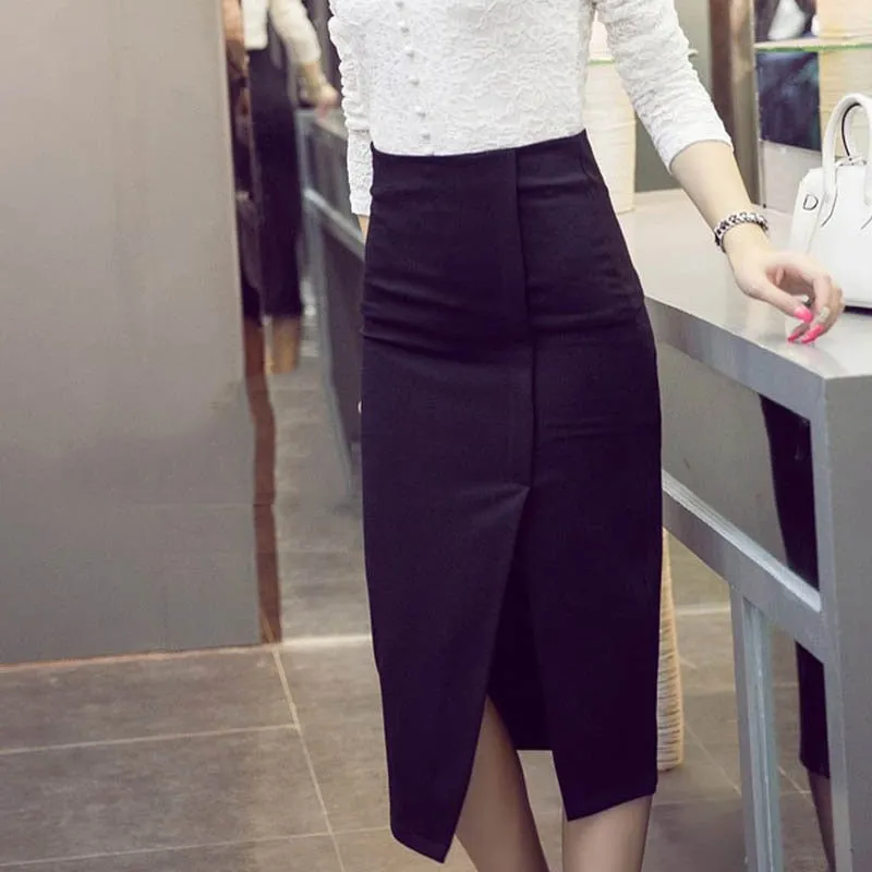High Waist Pencil Skirt Women Fashion  Midi Skirt