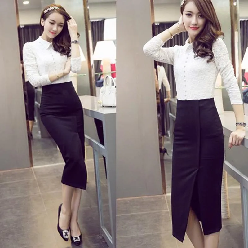 High Waist Pencil Skirt Women Fashion  Midi Skirt
