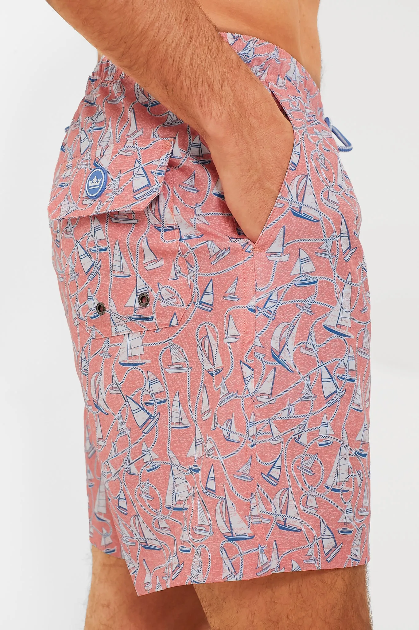 Peach Bloom Ropes and Boats Swim Trunks