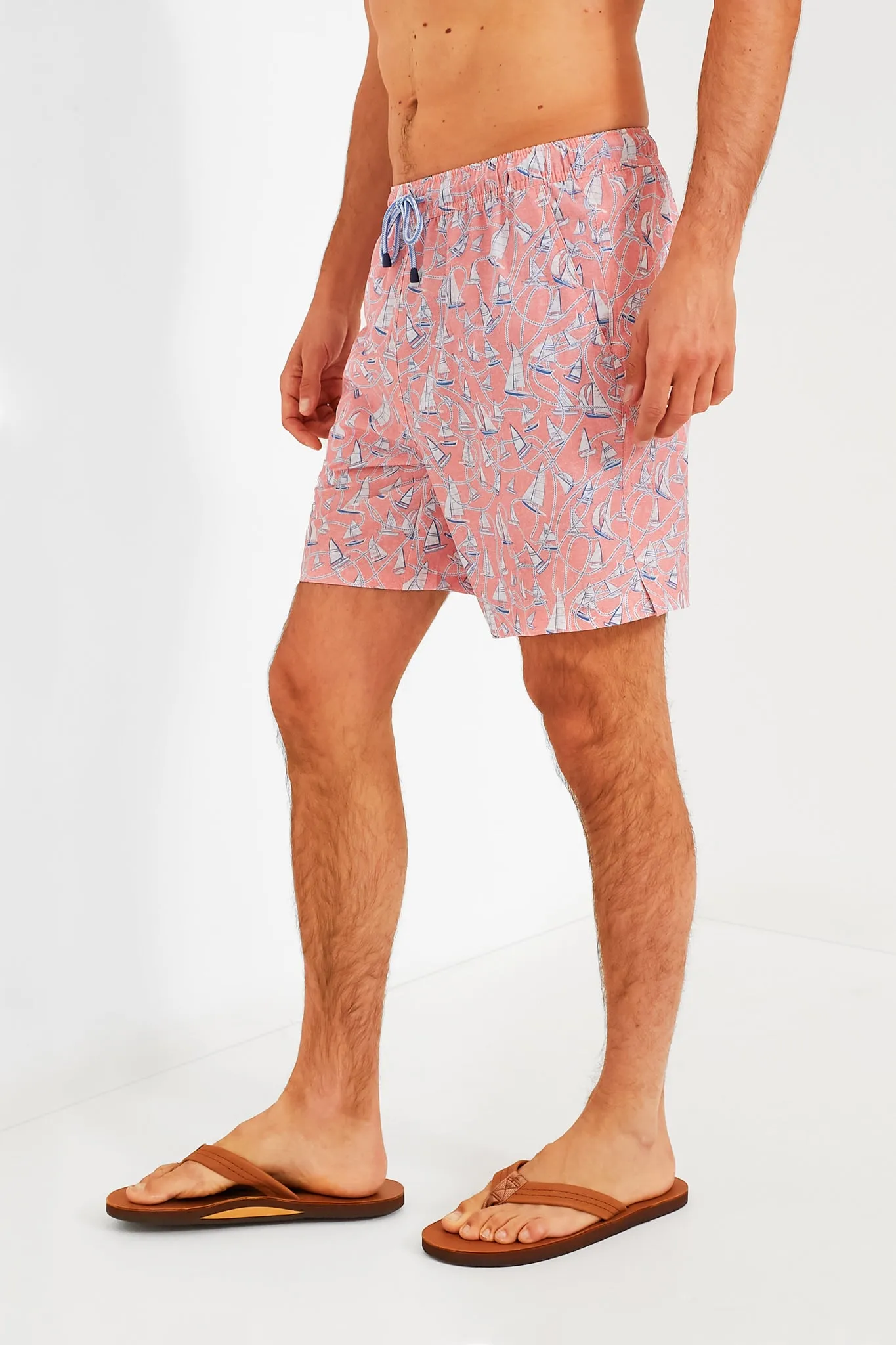Peach Bloom Ropes and Boats Swim Trunks