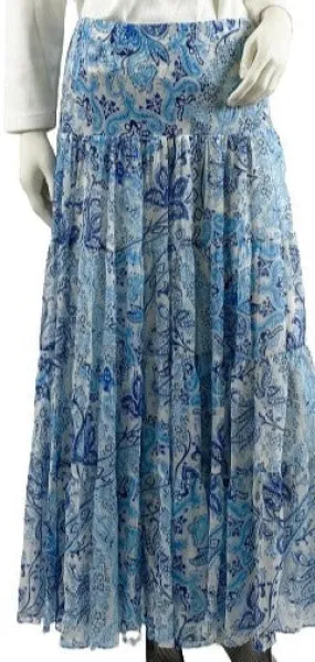 Ralph Lauren Skirt Maxi Blue and White Paisley Size M  SKU 000344-8