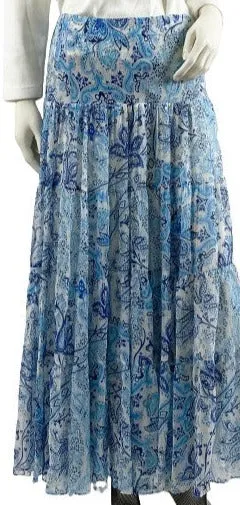 Ralph Lauren Skirt Maxi Blue and White Paisley Size M  SKU 000344-8