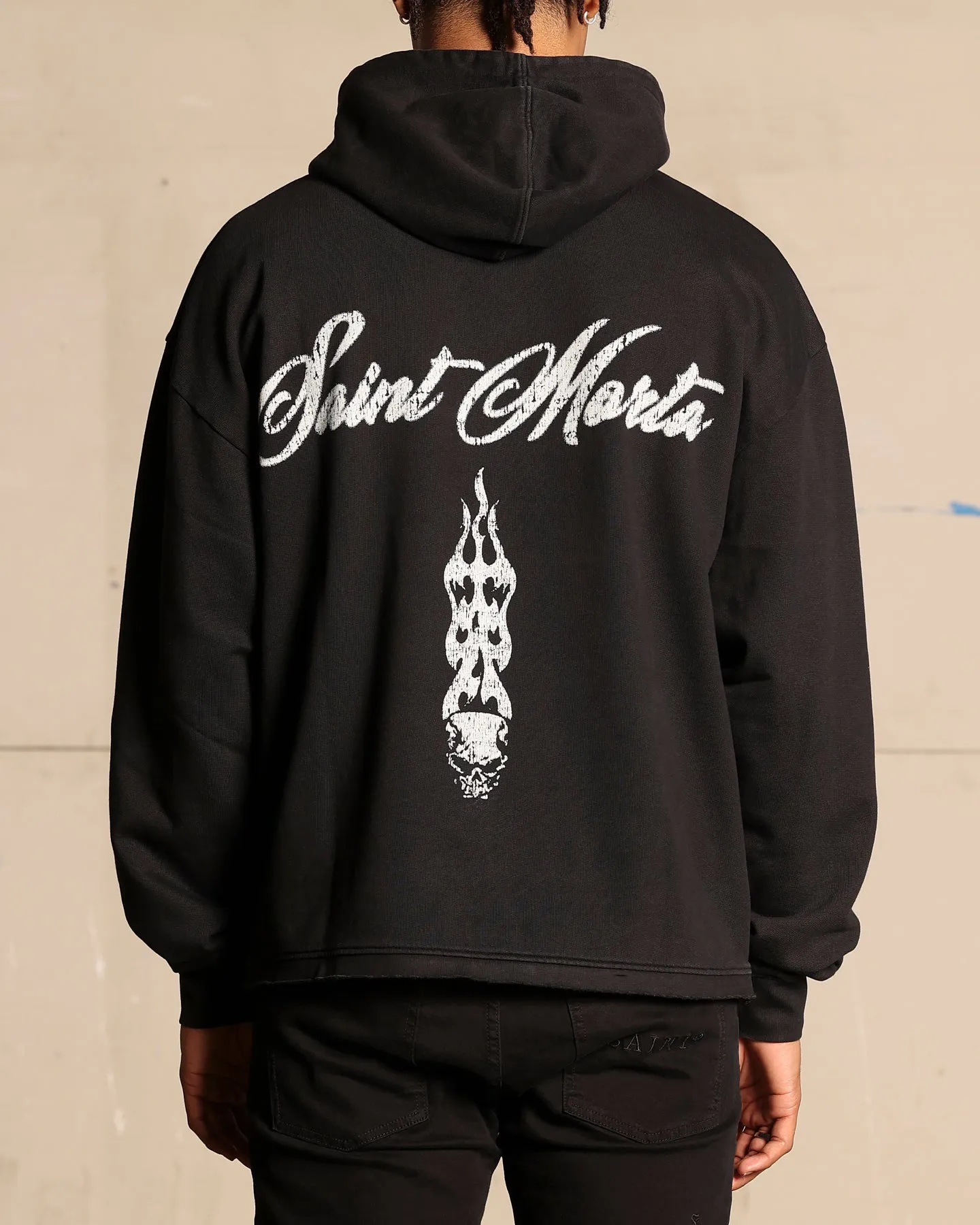 Saint Morta Roadhouse Boxy Hoodie Washed Black