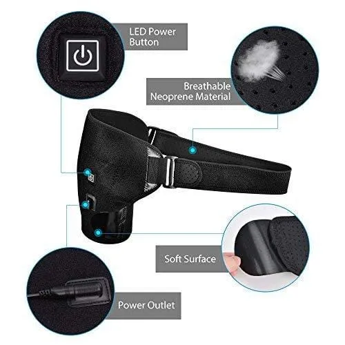 Shoulder Stability Brace Support for Women & Men, Heated Shoulder Wrap Brace, Can Hold Ice Pack, Shoulder Brace Adjustable for Frozen Shoulder Pain, Bursitis, Labrum Tear