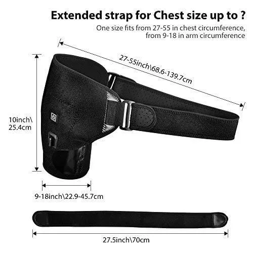 Shoulder Stability Brace Support for Women & Men, Heated Shoulder Wrap Brace, Can Hold Ice Pack, Shoulder Brace Adjustable for Frozen Shoulder Pain, Bursitis, Labrum Tear