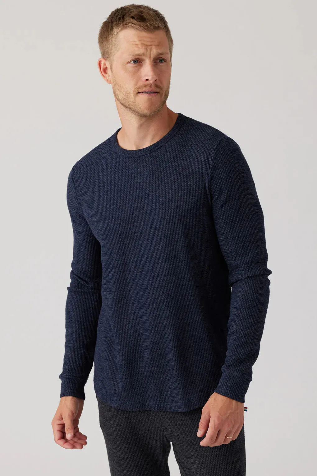 SOL ANGELES MENS THERMAL LONG SLEEVE CREW - INDIGO