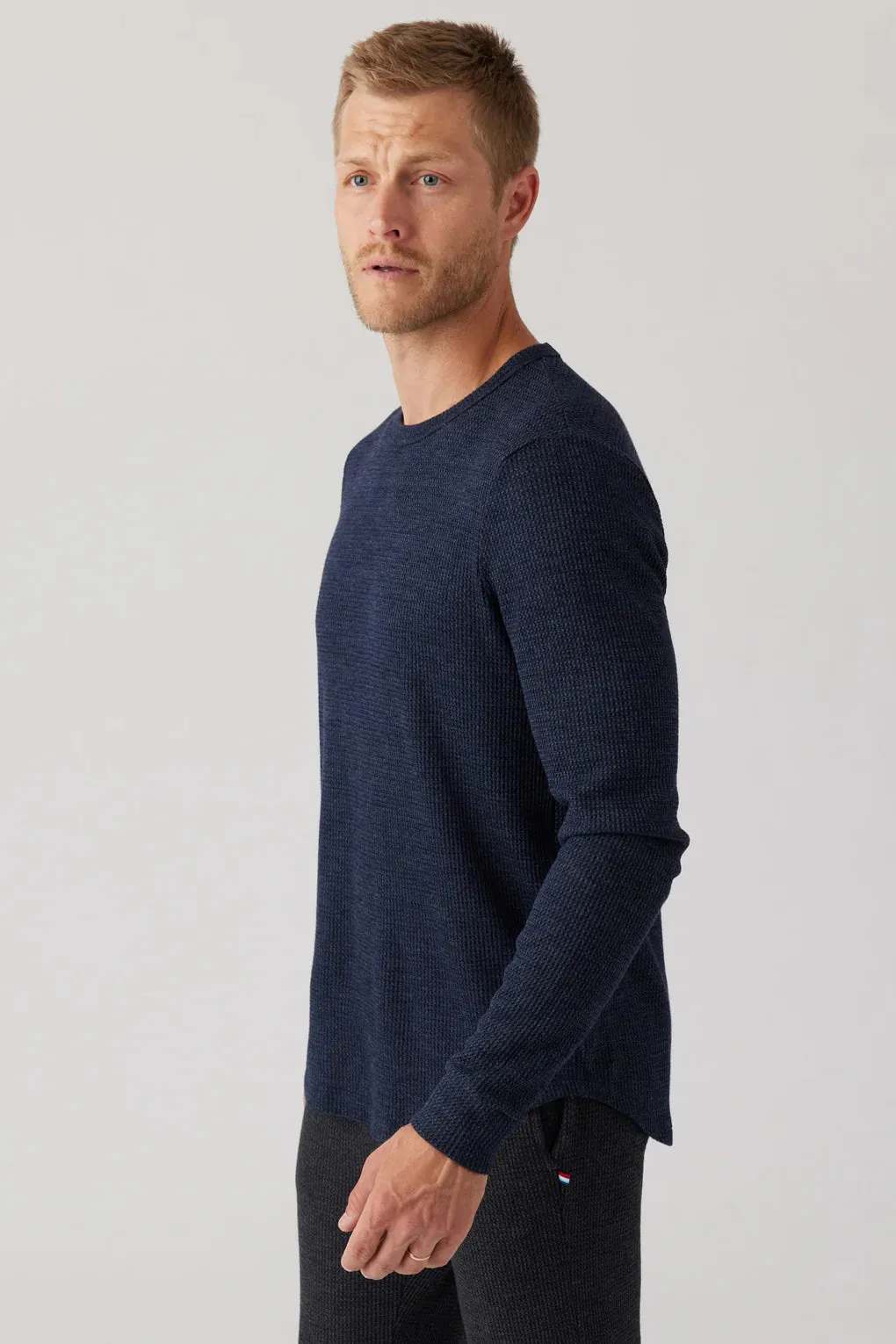 SOL ANGELES MENS THERMAL LONG SLEEVE CREW - INDIGO