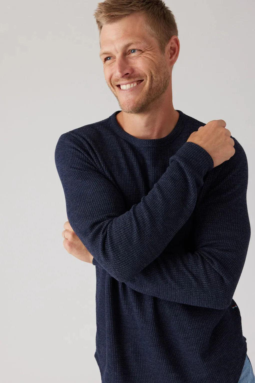 SOL ANGELES MENS THERMAL LONG SLEEVE CREW - INDIGO