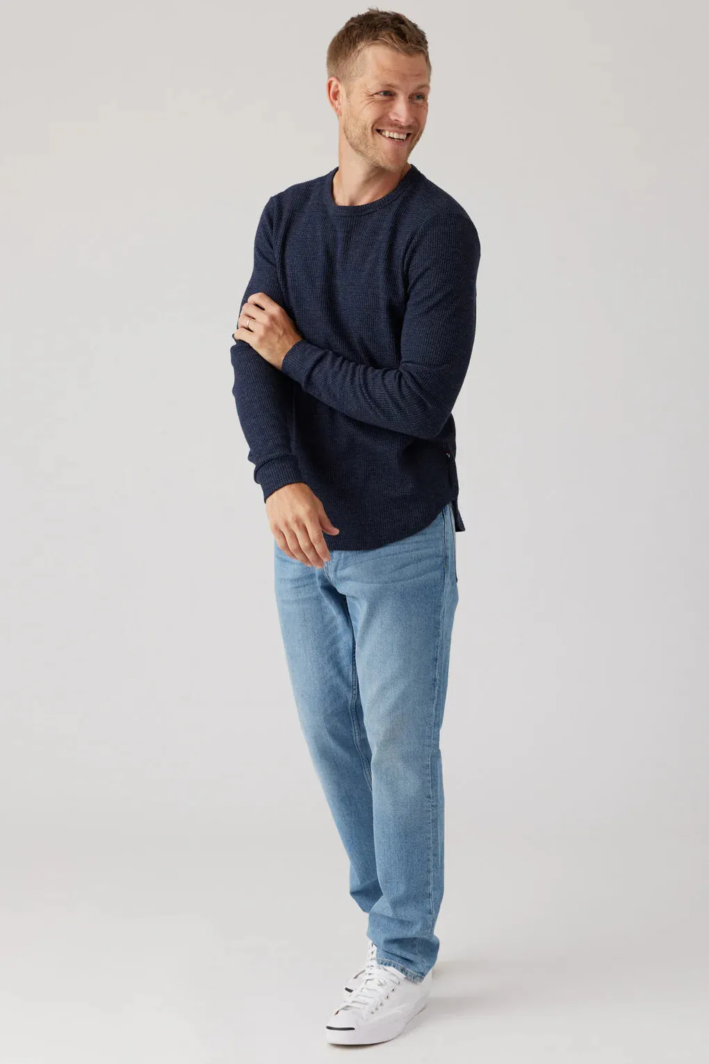 SOL ANGELES MENS THERMAL LONG SLEEVE CREW - INDIGO