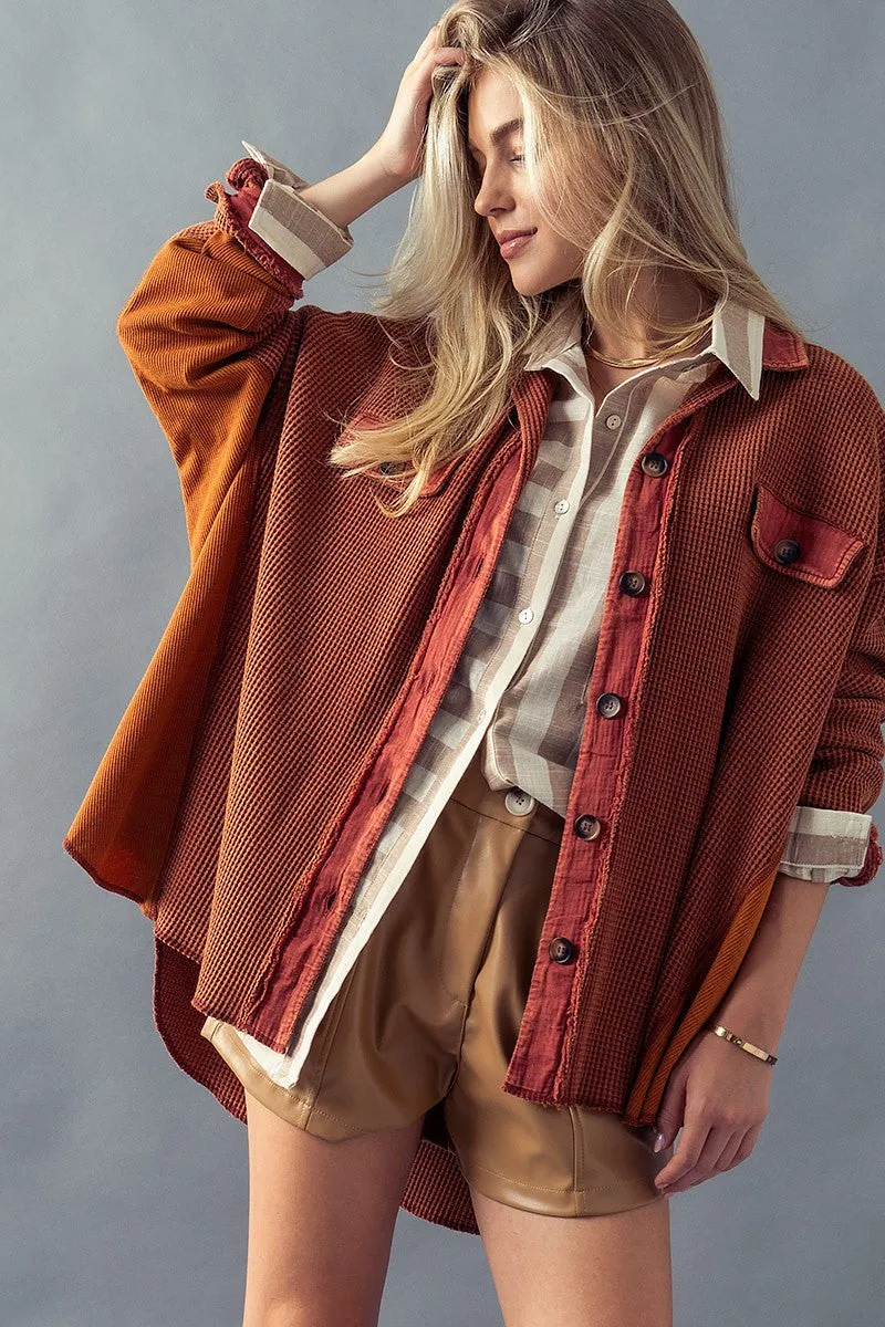 Washed Lightweight Waffle Button Down