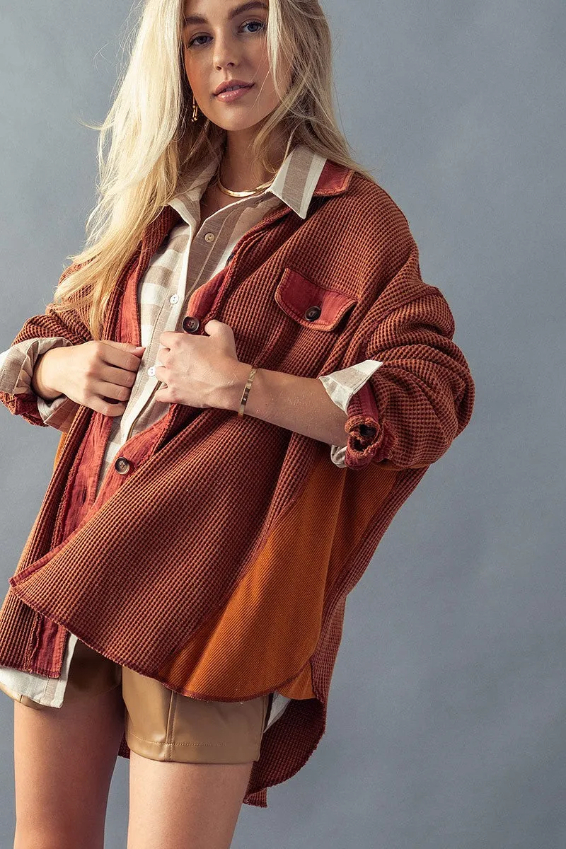 Washed Lightweight Waffle Button Down