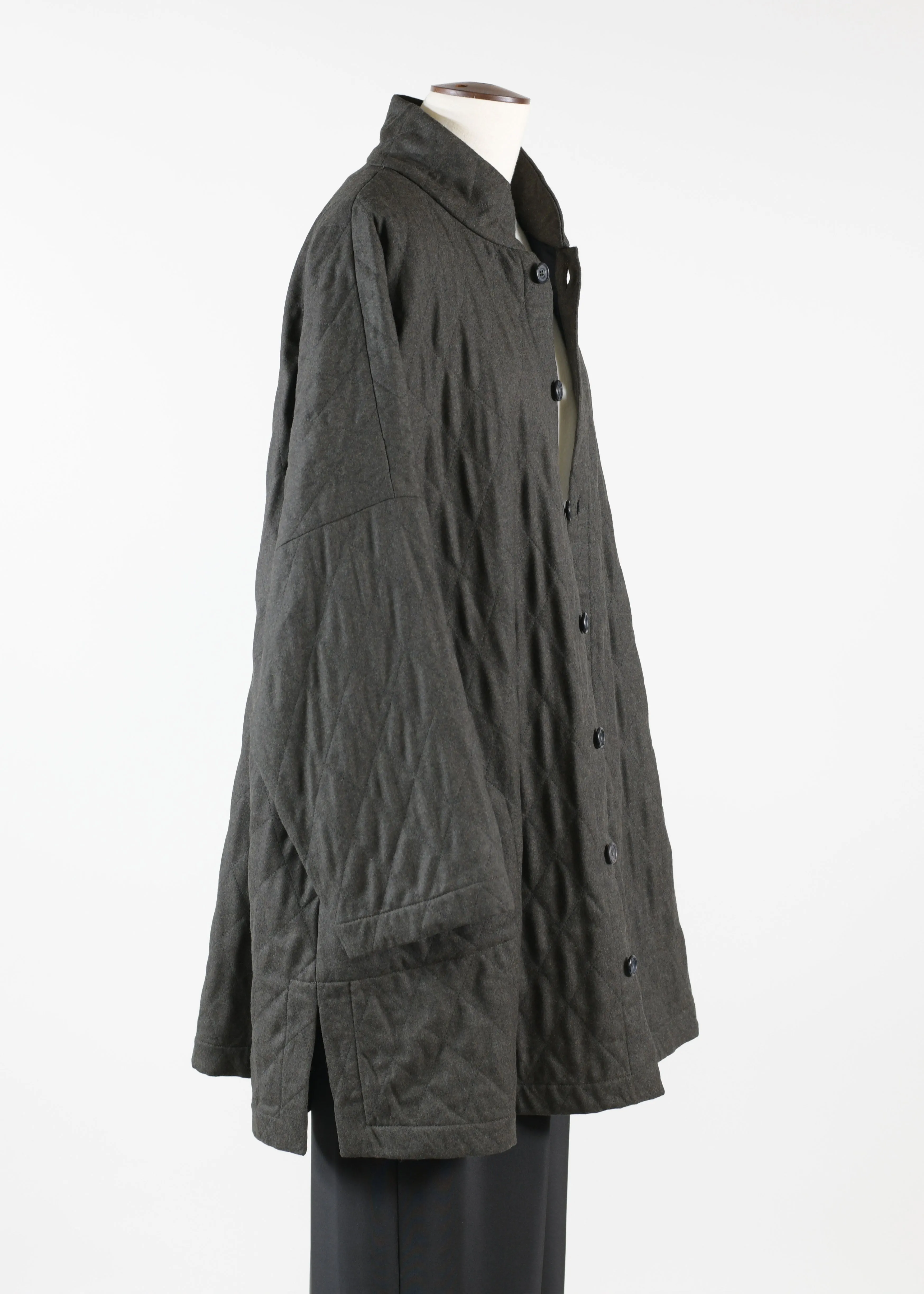 wool imperial coat with chinese collar - long plus